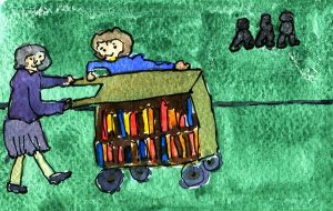 a strange direction system for the book trolley